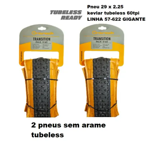  2 Pneu 29x2.25 Transition Preto Kevlar Tubeless Valor Par
