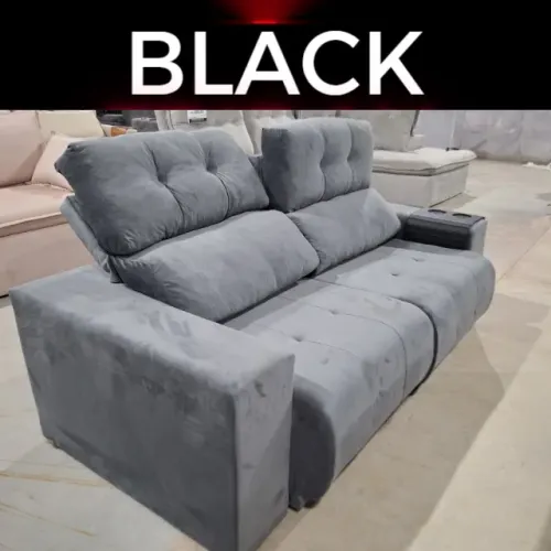 sofa retratil cinza 2 metros