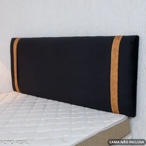 Painel Cabeceira Casal Leticia Veludo Preto Frete Grátis - Até 12x S/ Juros