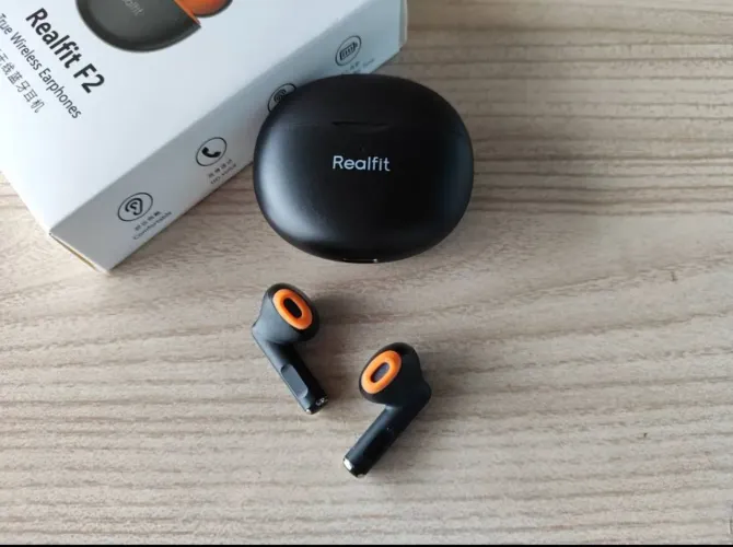 Fone bluetooth original REALFIT F2 laranja