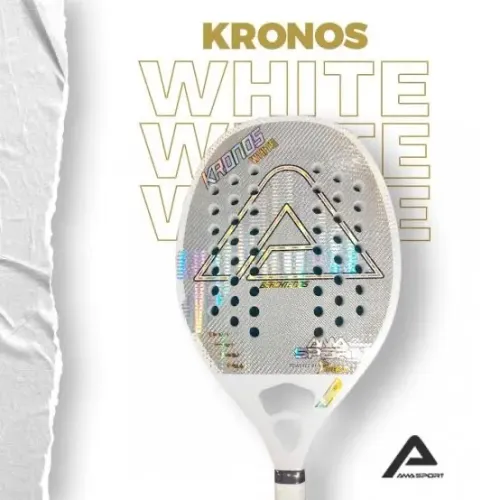 Raquete Carbono 3K AMA Sport Kronos White Beach Tennis