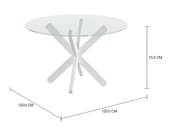 Mesa Eixos Tok Stok madeira e tampo de vidro Vidro 122cm 10mm