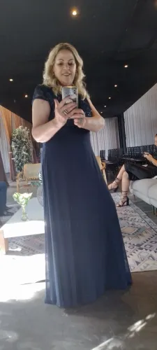 Vestido Longo Azul Escuro