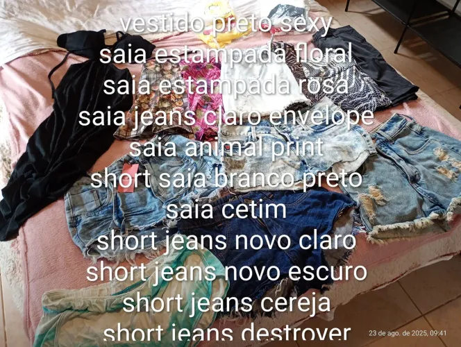 Lote roupas femininas 15 peças short saia vestido camiseta 