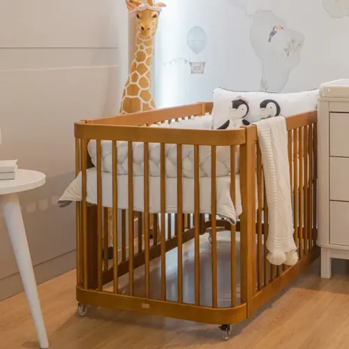 Berço Evolutivo de Madeira cor Nogueira Linha Cromo