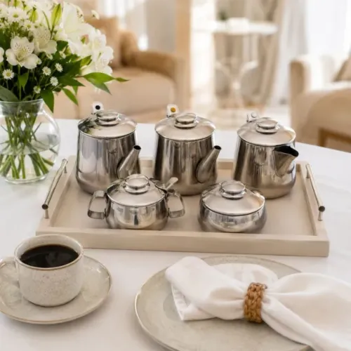 Conjunto para servir Café e Chá em Inox Premium 5 Peças - marca Hercules (NOVO)