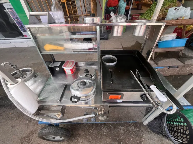 Carrinho de inox para lanches