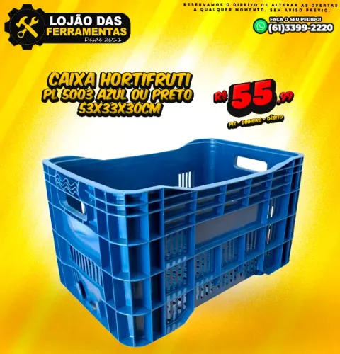 Caixa Hortifruti PL 5003 Azul ou Preto 53x33x30cm
