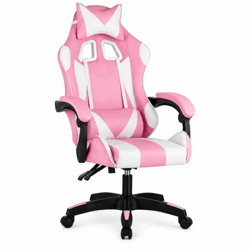 Cadeira Gamer Estofado Couro Sintético Reclinável Altura Ajustável Apoio Para Pés
