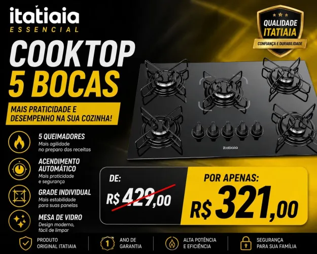Cooktop Itatiaia 5 queimadores