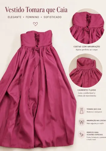 Vestido Madrinha Tomara que Caia Marsala
