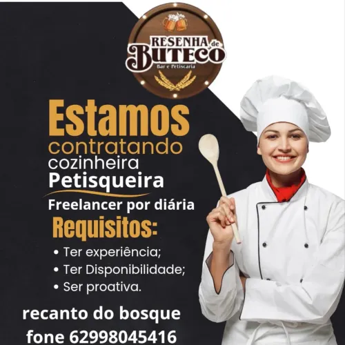 Contratamos cozinheira petisqueira
