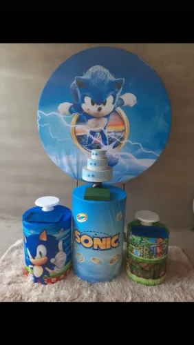 Kit Festa Sonic NOVO Painel 1,50m + 3 Capas - R$99 Promoção