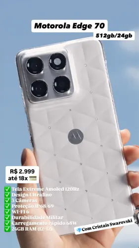 Moto Edge 70 512gb/24gb 5G IP69 Tela 6.7 Amoled 120Hz Cam. Sony Cloud Dancer