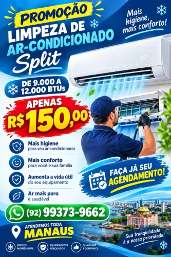 Limpeza Split de 9 a 12.000 Btu's