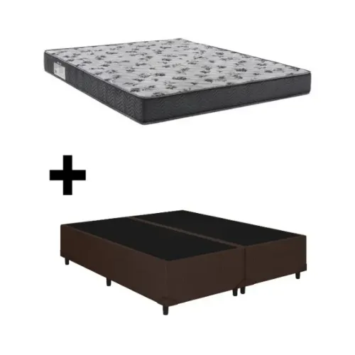 CAMA BIPARTIDA CORINO MARROM ALTO NÍVEL + COLCHÃO ISO 100 D33 ORTOBOM