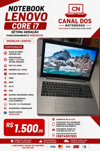 Notebook Lenovo i7 com Placa de video