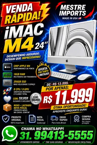 iMac M4 24 Novo Lacrado 16GB 256GB Pronta Entrega Nota Fiscal