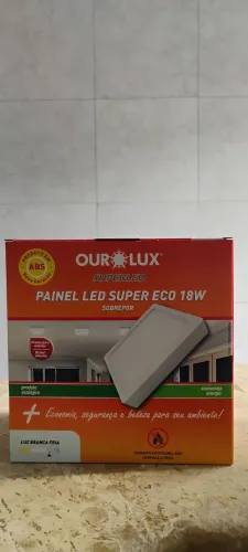 Painel Plafon Sobrepor Quadrado OuroLux Advanz 18w Branco Frio