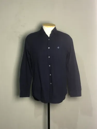 camisa social dudalina sport algodão egípcio micro poá azul escuro xgg