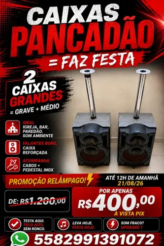 Par Caixa Som Grave Médio 12 Polegadas Pancadão R$799,99.
