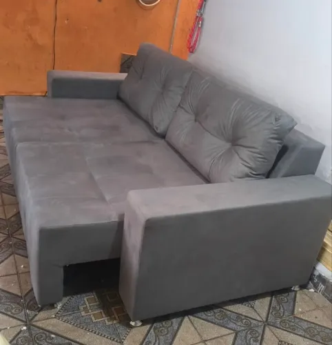 Sofá retrátil cinza- Novo