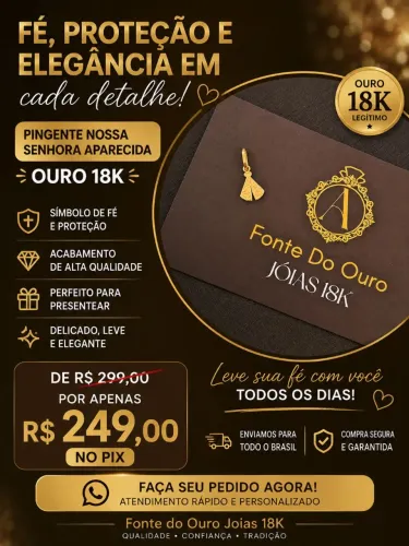 Pingente nossa senhora ouro 18k 750