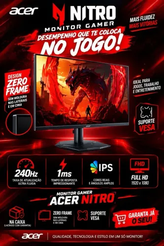 Monitor Gamer Acer Nitro 240Hz NOVO