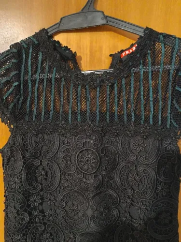 Vestido Prada Original Renda Preta Guipir Transparência - Tam P