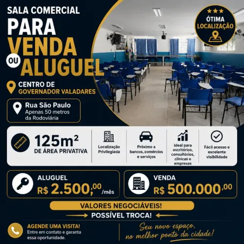 Sala Comercial no Centro 125 m²