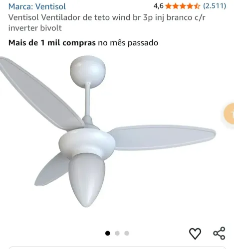 Ventilador de teto ventisol .