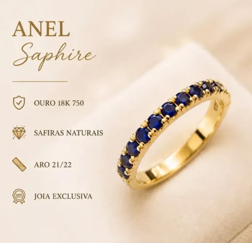 Anel Saphire em ouro 18K 759