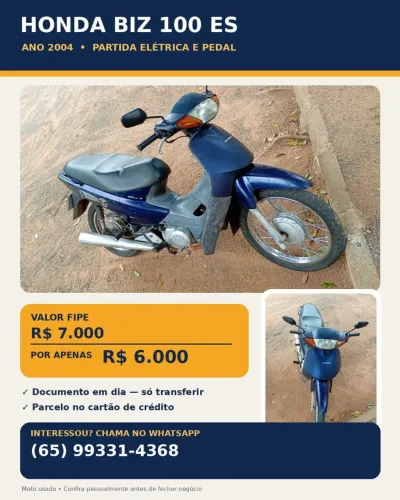 vendo Biz cc100 partida e pedal ano 2004