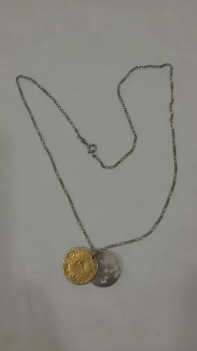 Colar e dois pingente em prata 950 e banho em ouro - São Jorge - Design CHRISTINA CUNALI J