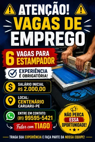 Precisamos de estampador com experiência 