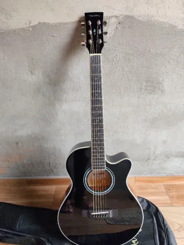 Violão Elétrico Aço Vogga Versalis VCP450 Mini Jumbo Black (Linha Profissional) + Bag