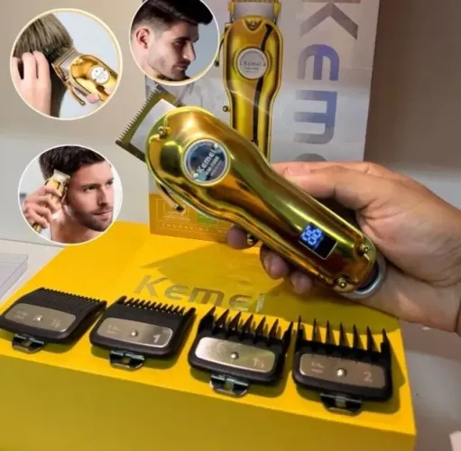 Máquina de Corte Kemei KM-1986 Profissional Sem Fio Display Digital Bivolt