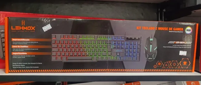 Kit Teclado e Mouse Gamer com Fio Rgb Ley-2074 Lehmox Preto Loja Coimbra Entregamos