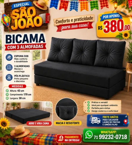 BICAMA COM 3 ALMOFADAS