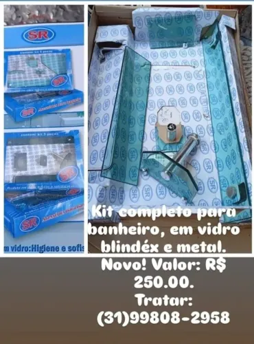 Vende-se kit em vidro blindex para banheiro 5 peças