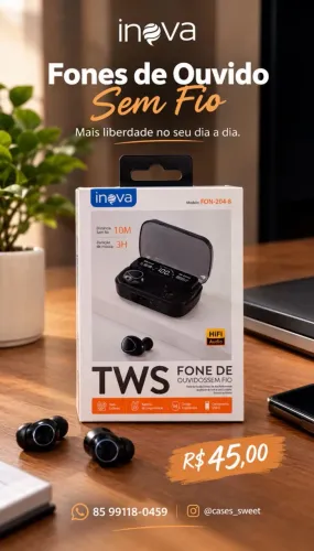 Fones de Ouvido Sem Fio Inova FON-2048