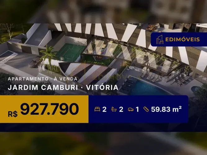 Jardim Camburi: Apartamento 2 quartos com área de lazer completa e segurança reforçada