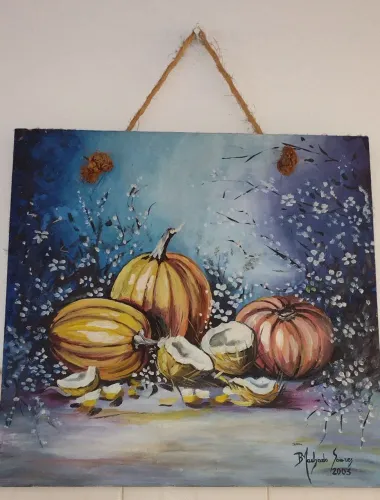 Vendo Quadro Pintura a Oleo Paisagens Bucólica pintado no azulejo 40x50 cm.
