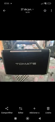 CAIXA DE SOM TOMATE, COM DOIS MICROFONES ALTA QUALIDADE
