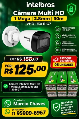 Câmera Intelbras Mult Hd 1 Mega 2.8mm 30m VHD 1130 B G7