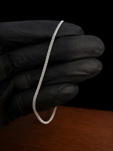 Pulseira de prata elo duplo 1.7mm com garantia eterna + limpa prata de brinde 
