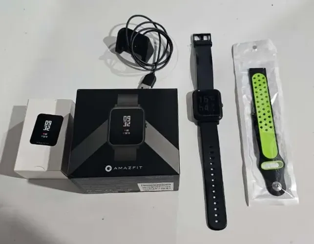 Relógio Smartwatch Amazfit Bip S Lite completo + pulseira reserva