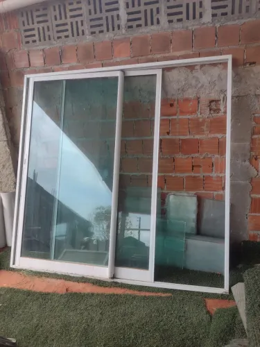 Porta de correr/alumínio branco