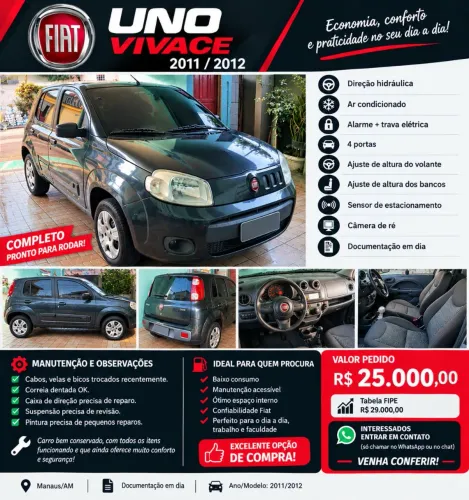 Fiat Uno Vivace/rua 1.0 EVO Fire Flex 8V 5P 2012