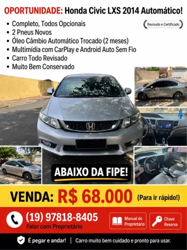 Honda Civic Sedan LXS 1.8/1.8 Flex 16V Aut. 4P 2014